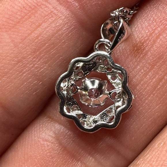 Simulated Pink Diamond 1.10 ctw Pendant in Platinum Over Sterling Silver - Picture 6 of 7